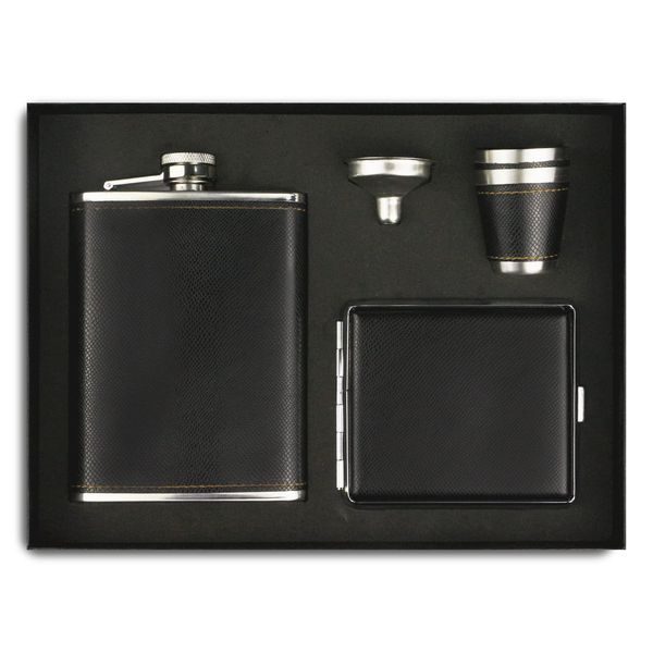 Hip Flask Set Stainless Steel Flask of Gifts for men 8OZ Bar Party Camping Barbecue Portable Pocket Flask Green (black box)