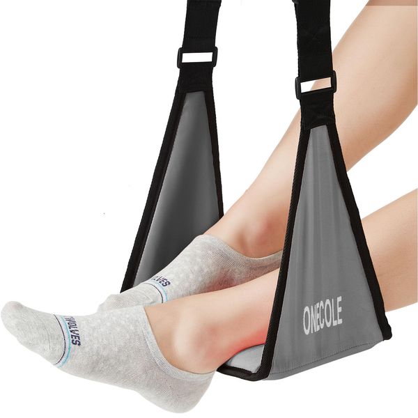 ONECOLE Flugzeug Fußstütze - Travel Foot Hommock mit Memory Foam, tragbare verstellbare Flugzeug Beinauflage, nicht kollidieren Fußstütze bietet Entspannung und Komfort für lange Flüge (Grau)