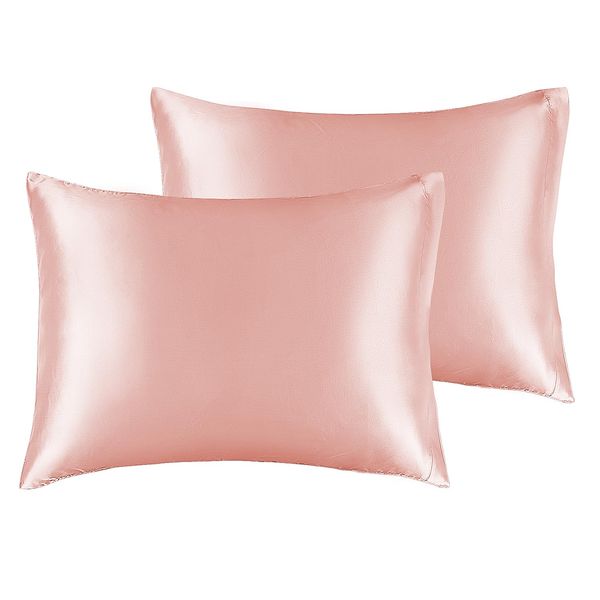 BEDELITE Toddler Pillowcases 13x18 Inches - Super Soft and Silky Satin Pillowcase for Hair and Skin 2 Pack, Coral Cooling Pillow Cases with Envelope Closure for Nursery, Kids, Boys and Girls