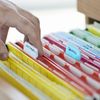 uxcell Hanging File Folder Tabs, 2" File Folder Tabs and Inserts Plastic Clear File Folder Labels for Hanging File Folders, Filing Tabs, Multicolor, 50pcs