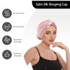Adjustable Satin Silk Bonnet for Sleeping, Night Sleep Cap for Women Men, Large Long Curly Hair Braid Wrap with tie Elastic Drawstring Band Stay on Head Unisex - Pink
