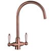 Astini Colonial Antique Copper & White Ceramic Handle Kitchen Sink Mixer Tap