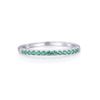 Ladies 925 Solid Silver Brilliant Cut 14 Stone Green Emerald Half Eternity Ring (S)