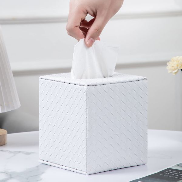 Tissue Box Cover Square,White Tissue Holder for Bathroom Accessories,Bathroom