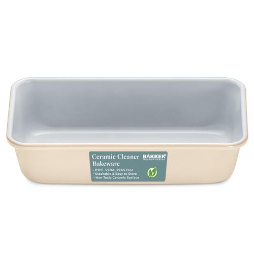 BAKKENMASTER Premium Loaf Pan 1 lb – Aluminum, Ceramic Non-stick Coating, PTFE & PFOA Free, Even Heat, Non-toxic, 4.7" x 9", Perfect for Pound Cakes, Breads, & More - Cream
