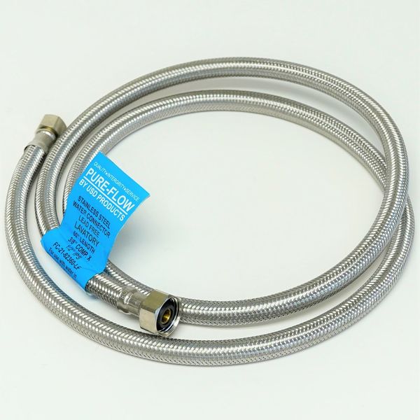 Stainless Steel Faucet Water Supply Line 3/8" Compression x 1/2" IPS x 60" Long