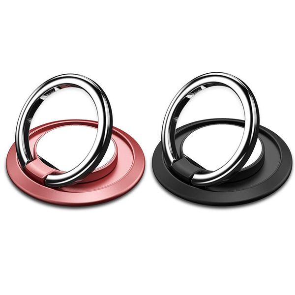 Cell Phone Ring Holder Stand, 360 Degree Rotation Universal Finger Ring Kickstand for Magnetic Car Mount Compatible with Smartphone Accessories,Phone Ring 2 Pack(Black&Rose Gold)