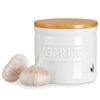 ONEMORE Garlic Keeper with Lid, Ceramic Garlic Saver 4 inch, White