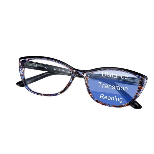 FEISEDY Progressive Multifocus Blue Light Blocking Reading Glasses Multifocal Readers with Spring Hinge B2675 (2.5, Blue)