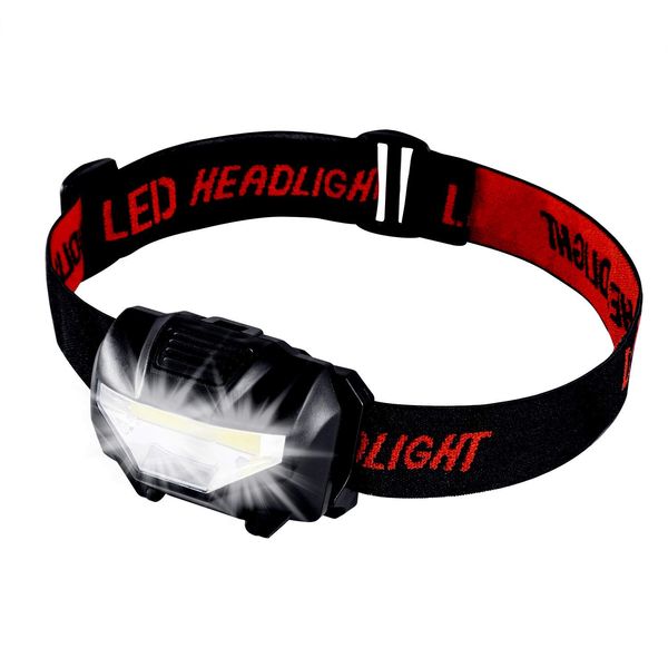 Head Torch, Xndryan Ultra Bright COB LED Head Torches, Lightweight Headlamp, 3 Lighting Modes, Adjustable Strap, Battery Operated Reading Torch for Camping, Hiking, Cycling, Running