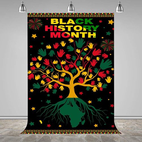 CapiSco Black History Month Backdrop for Afro African American Heritage Festival Holiday Party Decorations, Worthy of Commemoration National Holiday Banner Holiday Background Banner 8x10ft