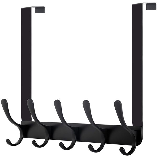 WEBI Over The Door Hooks for Hanging,Door Hanger,Over The Door Towel Rack,Over Door Coat Rack for Towels,Clothes,Bathroom,Black