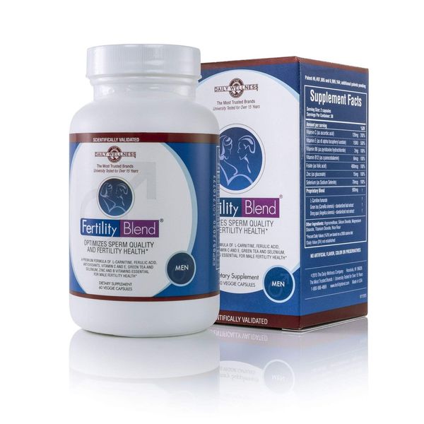 Fertility Blend for Men - Clinically validated Supplement That Naturally Improves Fertility Health, Men's Vitamin Blend, 1-Month Supply, 60 Capsules