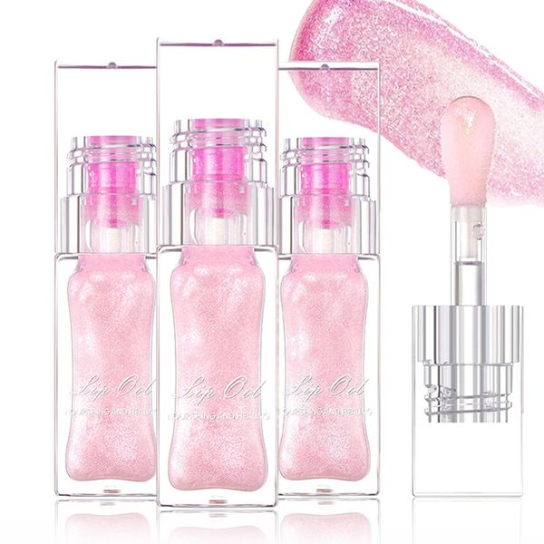 Sitovely 3PCS Magic Color Changing Lip Oil V2 Big Brush Moisturizing Color Changing Lip Gloss, Shimmery Color Changing Lip Glow Oil, Nourishing Non-sticky Tinted Lipstick Lip Care (A)