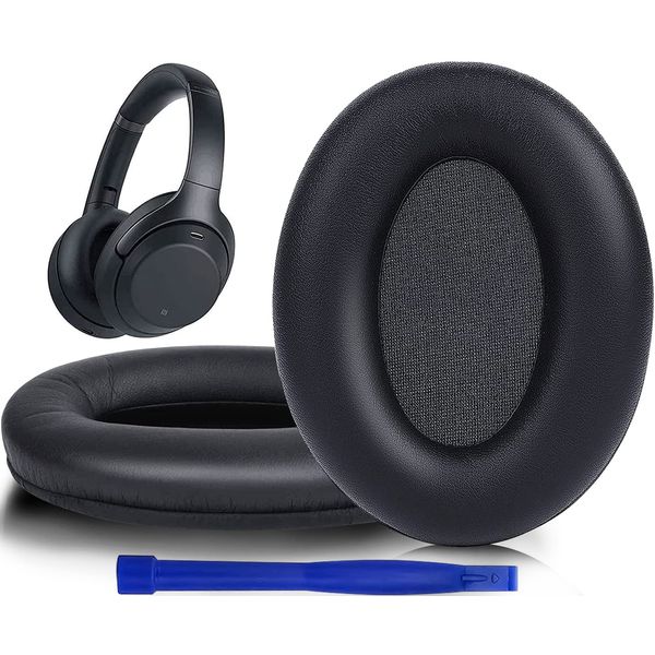 SOULWIT Ear Pads Cushions Replacement for Sony WH-1000XM3 (WH1000XM3) Over-Ear Headphones, Earpads with Softer Protein Leather, Noise Isolation Memory Foam, Added Thickness (Black)