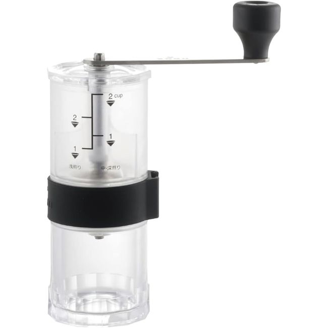 KOGU 43673 Shimomura Co., Ltd. Coffee Grinder, Made in Japan, Hand Grind, Graduated Grinder, Ceramic Blade, Coarseness Adjustable, Outdoor, Camping, Clear, Outdoor Gift, Black