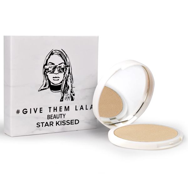 Pressed Highlighter By Give Them Lala- Highly Pigmented Powder Highlighter For Inner Corners, Cheekbones & Lips- Buildable Face Highlighter- Gluten-Free, Cruelty-Free & Vegan, Made In USA (Star Kissed)