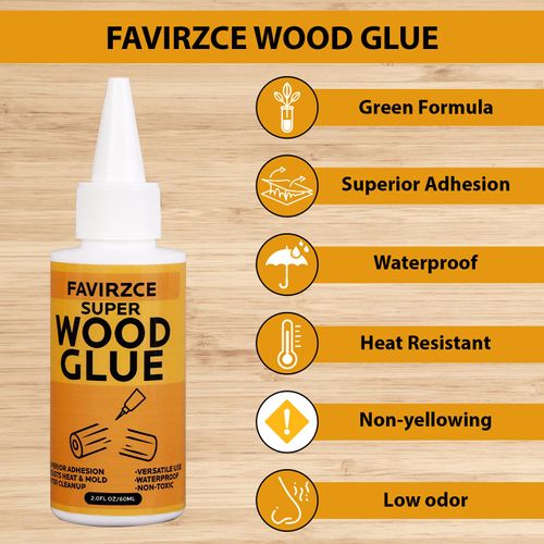 2.0fl oz/60ml Wood Glue for Furniture Repair: Strong Lasting Bond & Waterproof - Multi-Purpose for Interior & Exterior Use on Woodworking Furniture Crafts Wood Products