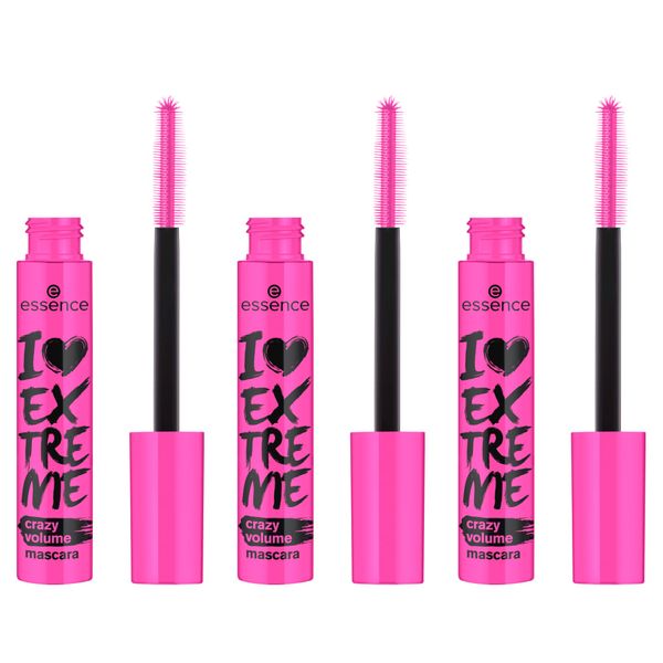 essence I Love Extreme Crazy Volume Mascara, Conforms to Our Clean Beauty Standard, No Perfume, Oil-Free, Pack of 3 (3 x 12 ml)