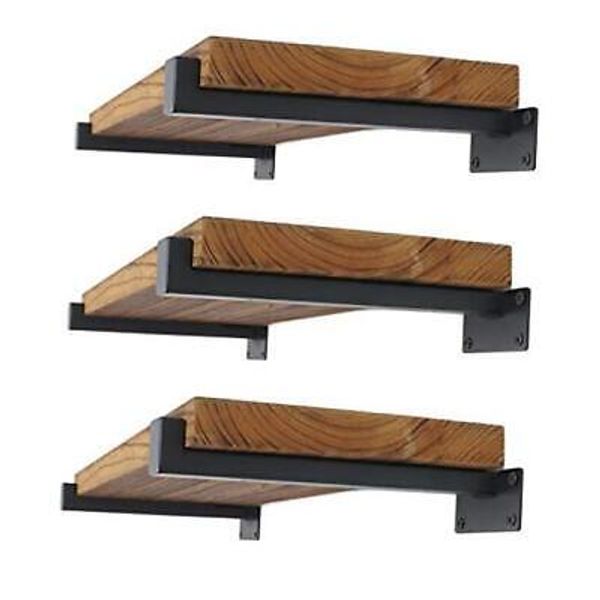 6Pcs Floating Shelves Brackets Heavy Duty Wooden Shelf Brackets 12 Inch Black