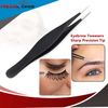 PRECISE CANADA 4.5" Eyebrow Tweezers Sharp Precision Tip Stainless Steel Beauty Tool Black