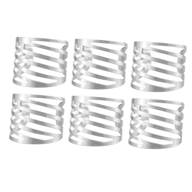 Napkin Rings Napkin Rings Set Metal Restaurant Table Decoration Napkin Holder for Commercial Reception Hotel Wedding Silver Set of 6