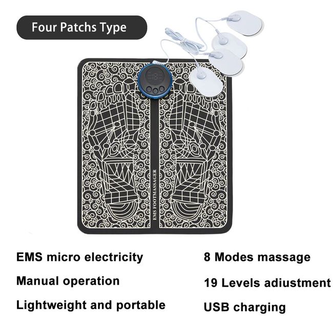 Electric EMS Foot Massager Pad Electrical Muscle Stimulation Foot Massager  USB Charging Portable Foldable Massage Mat