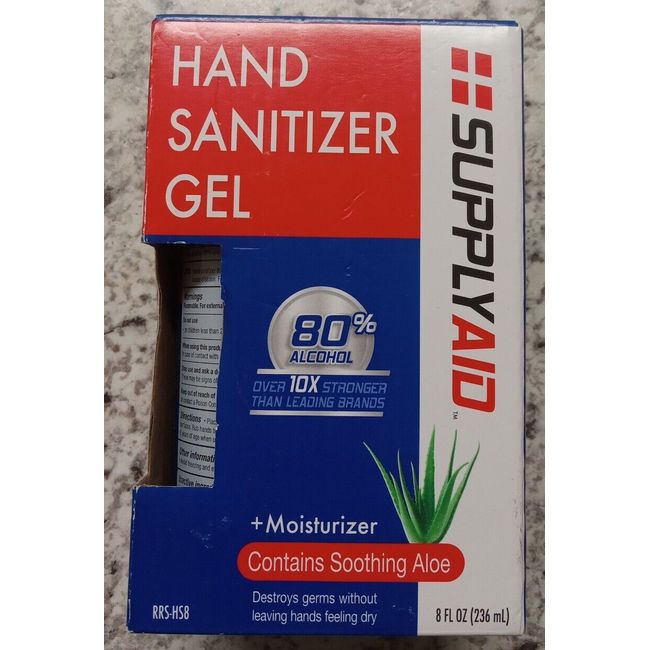 Supply Aid Sanitizer Hand gel 8 fl.oz. 80% Alcohol + Moisturizer Contains Aloe