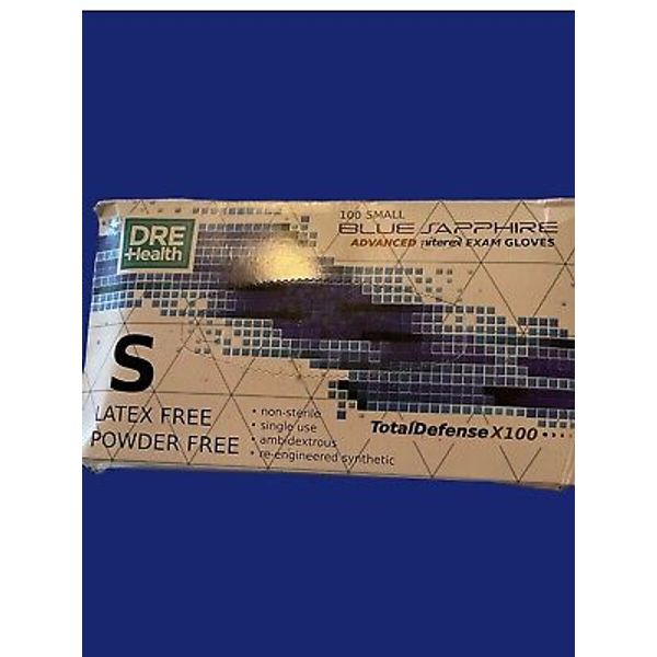 Dre HEALTH BLUE SAPPHIRE ADVANCED EXAM GLOVES TOTAL DEFENSE X100 SM Box Damage