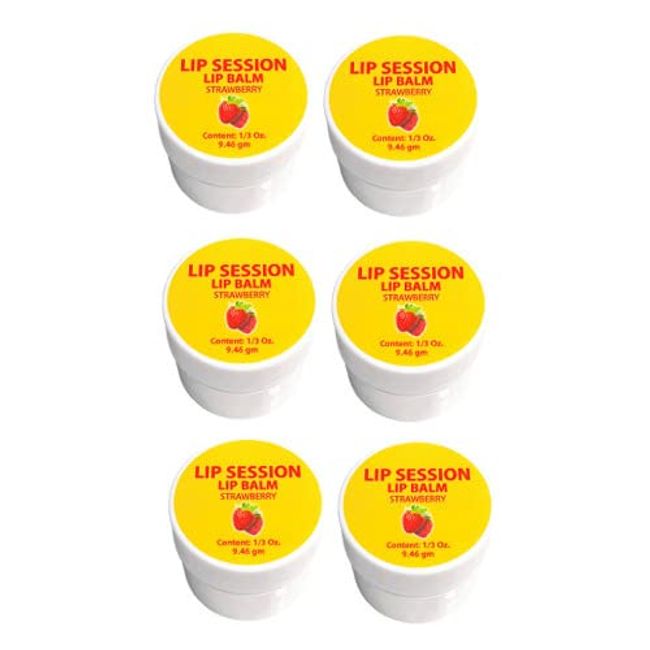 Lip Session Lip Balm (Cold Sores, Dry Chapped Lips & Fever Blisters) Strawberry Flavor .33 Oz. (6)