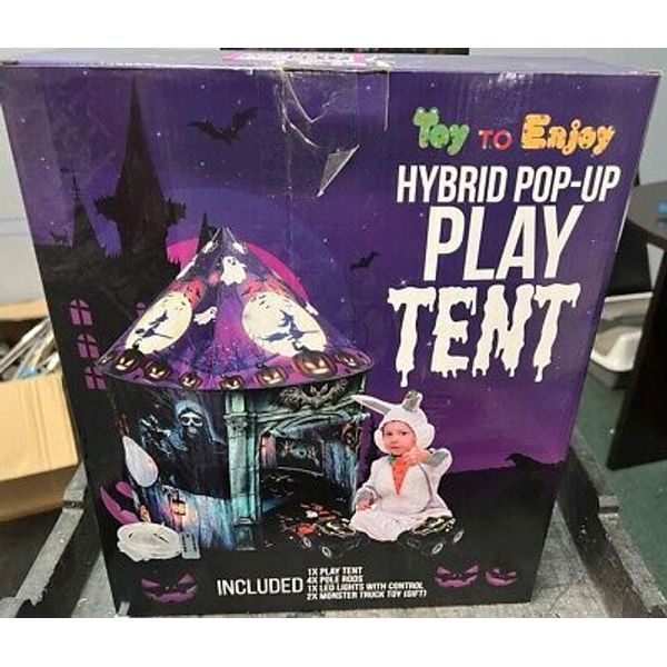 Halloween Pop Up Play Tent with LED Lights & Two Toy Trucks NEW