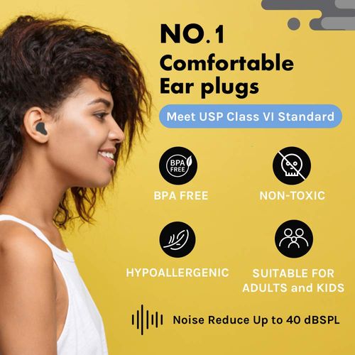 Ear Plugs for Sleeping, Acousdea Reusable Moldable Silicone Ear Plugs, Waterproof, Suitable for Snoring, Swimming, Working, Studying, Noise Cancelling up to 40 dBSPL, Black with Carry Case, 3 Pairs