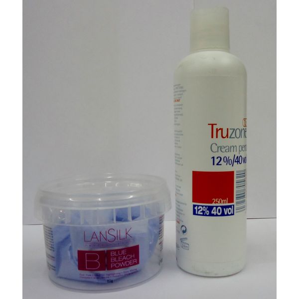 TRUZONE CREAM PEROXIDE 12% (40 VOL) 250ml DUST FREE BLUE BLEACH POWDER 80gm