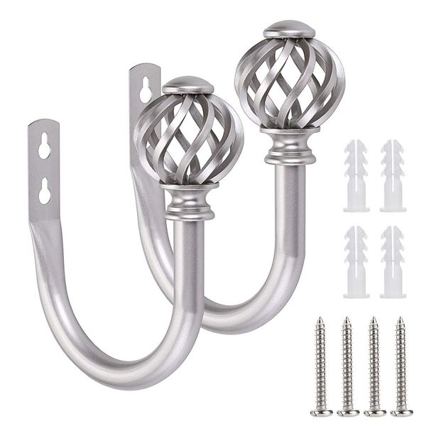 BSTKEY A Pair of Nest Modeling Metal Curtain Hooks - Lightweight Decorative Curtain Drapery Tiebacks Holdbacks Metal Hook Decorative Hook (Silver)