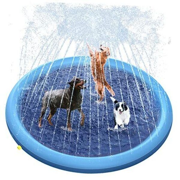 Splash Pad, 67in Anti-Slip Splash Pad for Kids Dogs 0.55mm Thickened Dog Pool