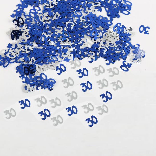 30g Blue & Silver 30th Birthday Confetti Foil Metallic Glitz Table Scatter Sprinkles Age Bday Party Decorations