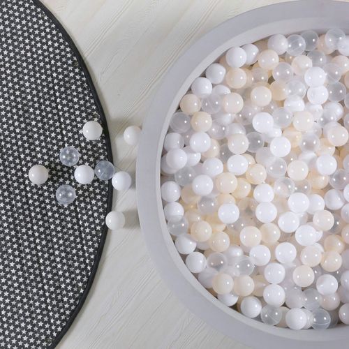 GOGOSO Ball Pit Balls 100 - Soft Plastic Balls for Babies Toddlers Kids Children with Storage Bag for 1 2 3 Years Old, 3 Colors (100 Balls) White Beige Transparent