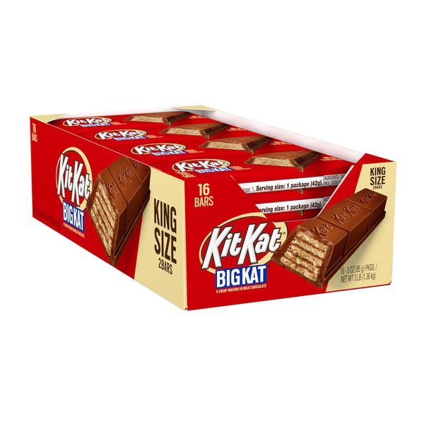 KIT KAT BIG KAT Milk Chocolate Wafer King Size, Candy Bars, 3 oz (16 Count)