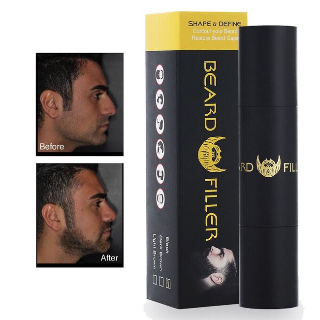 Waterproof Men Black Beard Hair Dye Color Stick Darkening Mustache Filler Brush