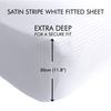 Catherine Lansfield Platinum Satin Stripe 300 Thread Count Fitted Sheet, White, Single