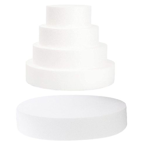 5 Piece White Foam Cake Dummy Set, Round Fake Cake Tiers for DIY Decorating, Crafts, Wedding & Birthday Parties (4, 6, 8, 10, 12 Inches)