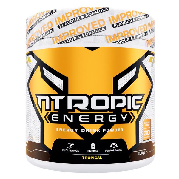 NTROPIC ENERGY – Premium Energy Drink Powder - Tropical | Formulated for Gaming, Gym Workouts & Cardio | Improve Endurance, Energy & Performance | Sugar Free, Vegan (30 Servings, 300g)