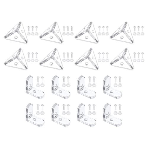 uxcell 40 Set Acrylic Corner Bracket L-Shaped and Triangle Corner Connector Joint Hanger Brace Brackets Transparent w/M3 Screw for Reinforcement Connecting Furniture