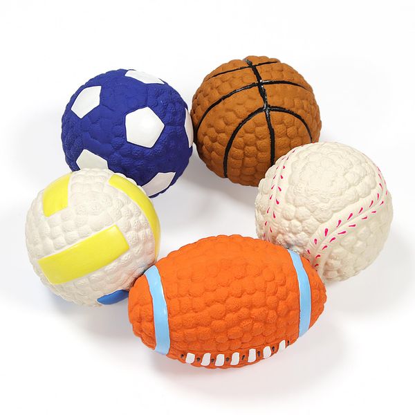 LLSPET 2.4" Squeaky Latex Dog Toy Ball Sports Balls Sets, Soft, Bouncy & Durable for Small Medium Dogs Puppy Interactive Chew Toys 5 Pcs/Set