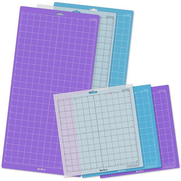 ReArt Cutting Mat Variety 6 Packs for Silhouette Cameo 4/3/2/1 - Strong, Standard, Light Grip, 12in x 12in x 3 Packs, 12in x 24in x 3 Packs.