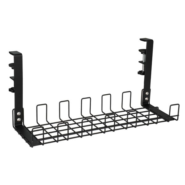 EastForce 2-Way Cable Tray (Suitable for Inside and Outside Desks), Black, Japanese Brand, No Drilling Required, Wire Cable Tray, Wiring Organization