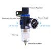 1/4"NPT Air Filter Pressure Regulator, Water-Trap Air Tool Compressor Filter with Gauge