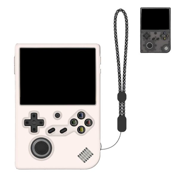 for RG40XXV Silicone Protective Case, Soft Case for Anbernic RG 40XXV only, RG 40XX V Retro Handheld Game Console Accessories, Anti-Scratch Washable Silicone Case with Lanyard (OffWhite)