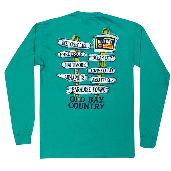 OLD BAY Direction Sign (Island Green) / Long Sleeve Shirt - Medium / Green