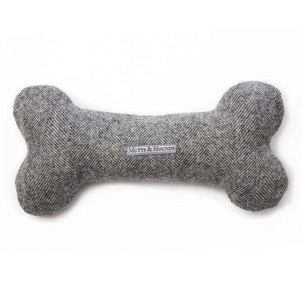 Mutts & Hounds Stoneham Tweed Squeaky Bone Dog Toy (Small - 24cm)